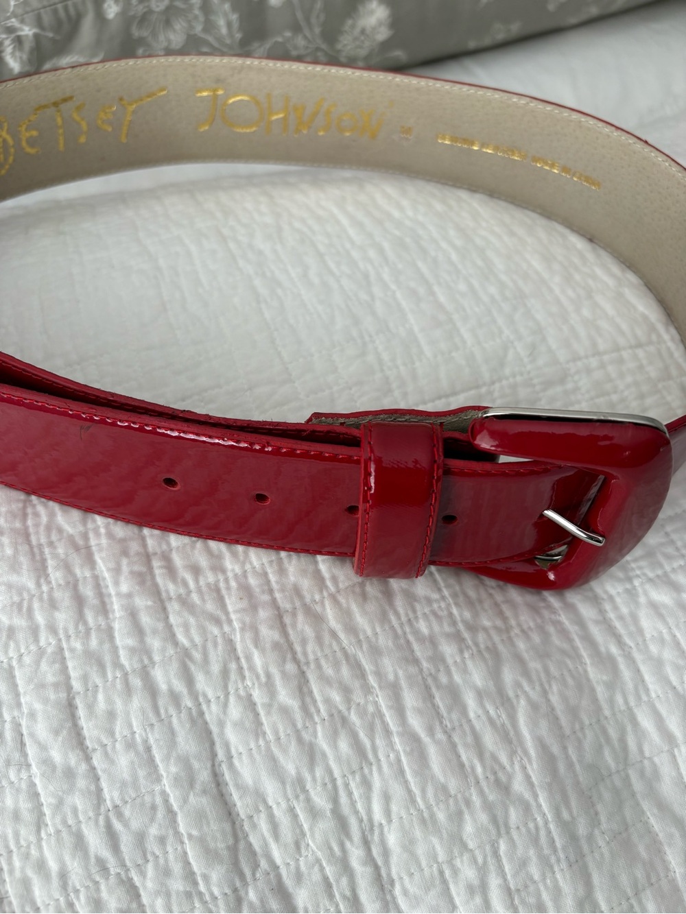 Betsey Johnson Red Patent Buckle Women's Belt